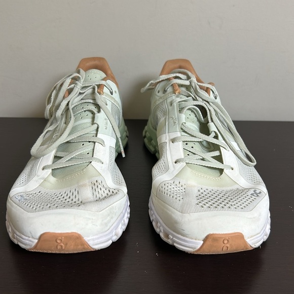 ON Cloud Cloudflow Running Sneaker Shoe Aloe White Womens Designer Trendy Sz 9.5 - Picture 3 of 12